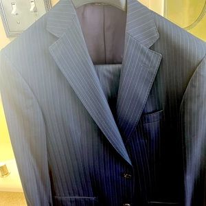 Blue stripe 100 wool super 150 fabric worn entire year excellent condition